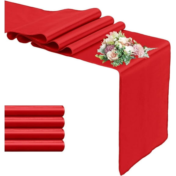 Knubmt Set of 2 Satin Table Runners 12 x 108 inch Smooth Fabric Party Table Runner for Birthday Wedding Banquet Party