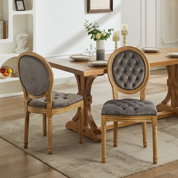 Knubmt Set of 2 Wood Frame Armless Side Chair Velvet Dining Chair for Living Room, Dining Room, Gray