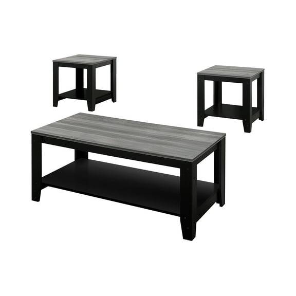 Knubmt Set of 3 Wood Coffee Table End Table Rectangle Tea Table for Living Room, Office, Black
