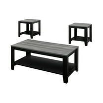 Knubmt Set of 3 Wood Coffee Table End Table Rectangle Tea Table for Living Room, Office, Black