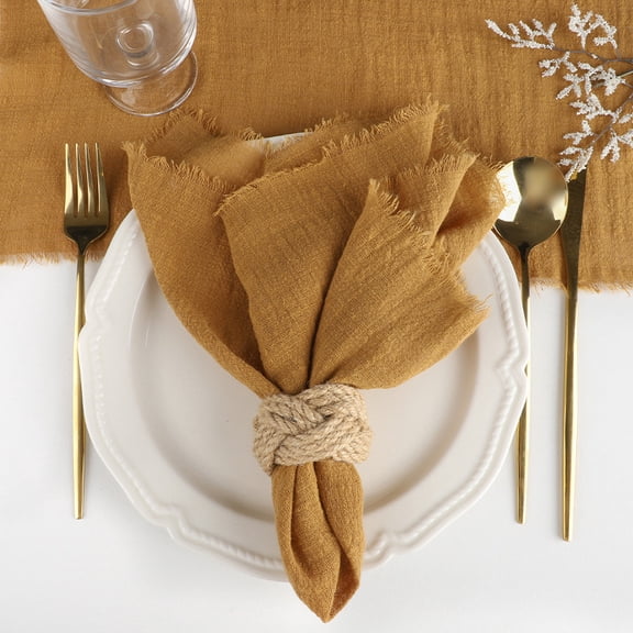 Knubmt Set of 4 Handmade Cloth Napkins Solid Color Linen Napkins Soft Rustic Cotton Dinner Napkins for Dinner, Wedding and Parties, 16"x16"