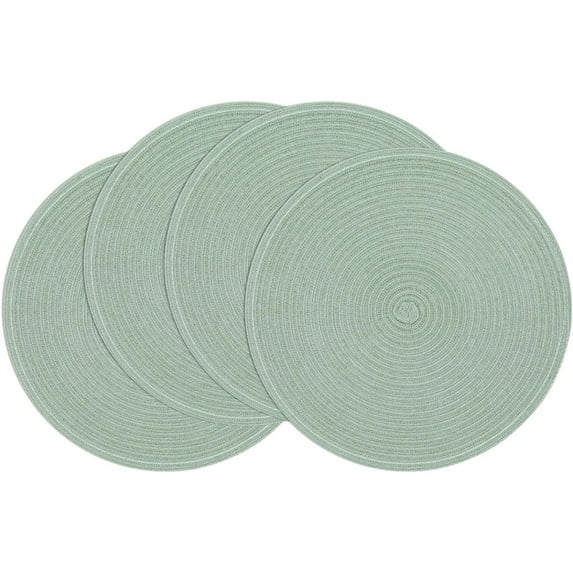 Knubmt Set of 4 Round Placemats 15" Woven Place Mats Washable Non Slip Table Mats for Dining Table