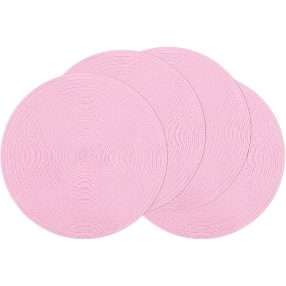 Knubmt Set of 4 Round Placemats 15" Woven Place Mats Washable Non Slip Table Mats for Dining Table