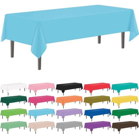 Knubmt Set of 6 Disposable Plastic Tablecloths Waterproof Table Covers Rectangle Table Cloths for Picnic Birthday Wedding Parties, 54" x 108"