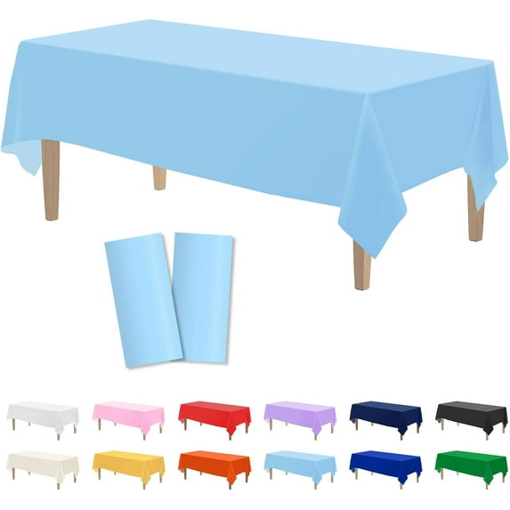 Knubmt Set of 6 Rectangle Plastic Tablecloth Solid Color Table Cover Disposable Table Cloths for Picnic Birthday Wedding Party, 54 x 108 Inch
