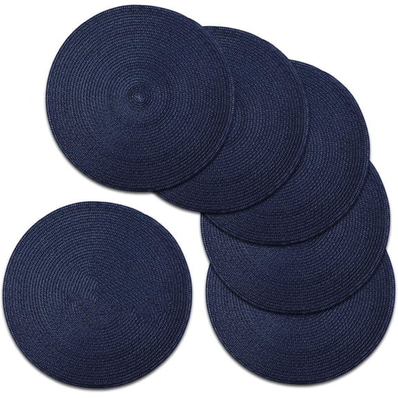 Knubmt Set of 6 Round Placemats 15 inch Heat Resistant Table Mats Non Slip Washable Place Mats for Dining Table
