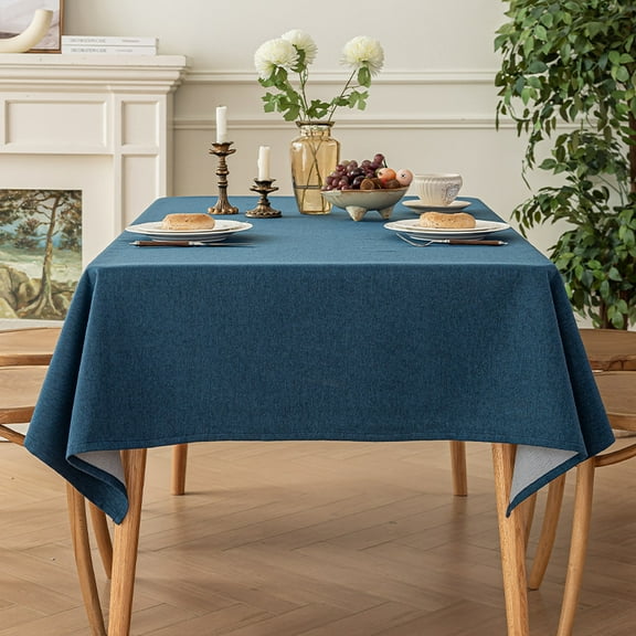 Knubmt Solid Color Linen Tablecloth Washable Decorative Fabric Table Cloth Rectangle Dining Table Cover for Dining/Buffet/Wedding, 35" x 55"
