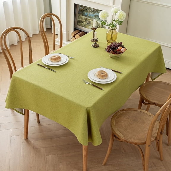 Knubmt Solid Color Linen Tablecloth Washable Decorative Fabric Table Cloth Rectangle Dining Table Cover for Dining/Buffet/Wedding, 35" x 55"