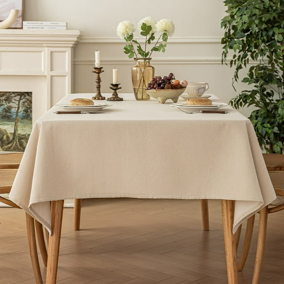 Knubmt Solid Color Linen Tablecloth Washable Decorative Fabric Table Cloth Rectangle Dining Table Cover for Dining/Buffet/Wedding, 47" x 47"