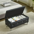 thumbnail image 1 of Knubmt Storage Bench Footrest with Metal Legs, Upholstered Storage Ottoman for Bedroom, Living Room, Entryway, Black, 1 of 8