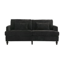 Knubmt Upholstered Loveseat Sofa with Wood Legs, 2 Seater Fabric Sofa Couch for Home, Living Room, Office, Black