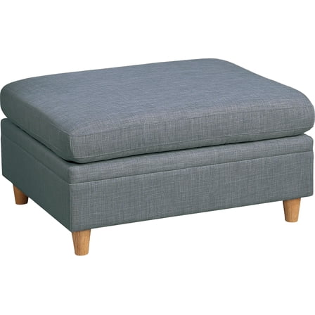 Knubmt Upholstered Ottoman with Wooden Legs, Fabric Cushion Footstool for Living Room, Office, Bedroom