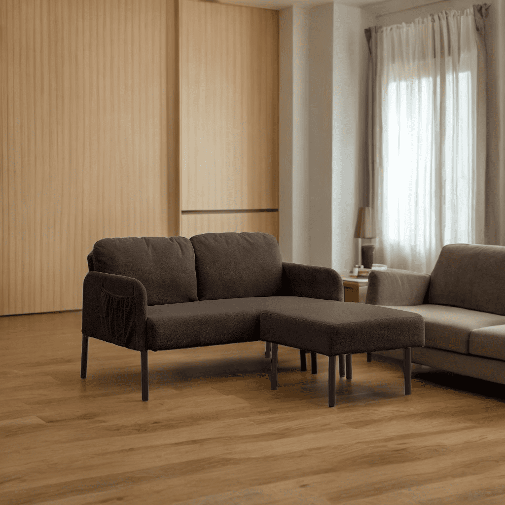 Knubmt Upholstered Polyester Fabric Sofa Couch with Ottoman, 2 Seater ...