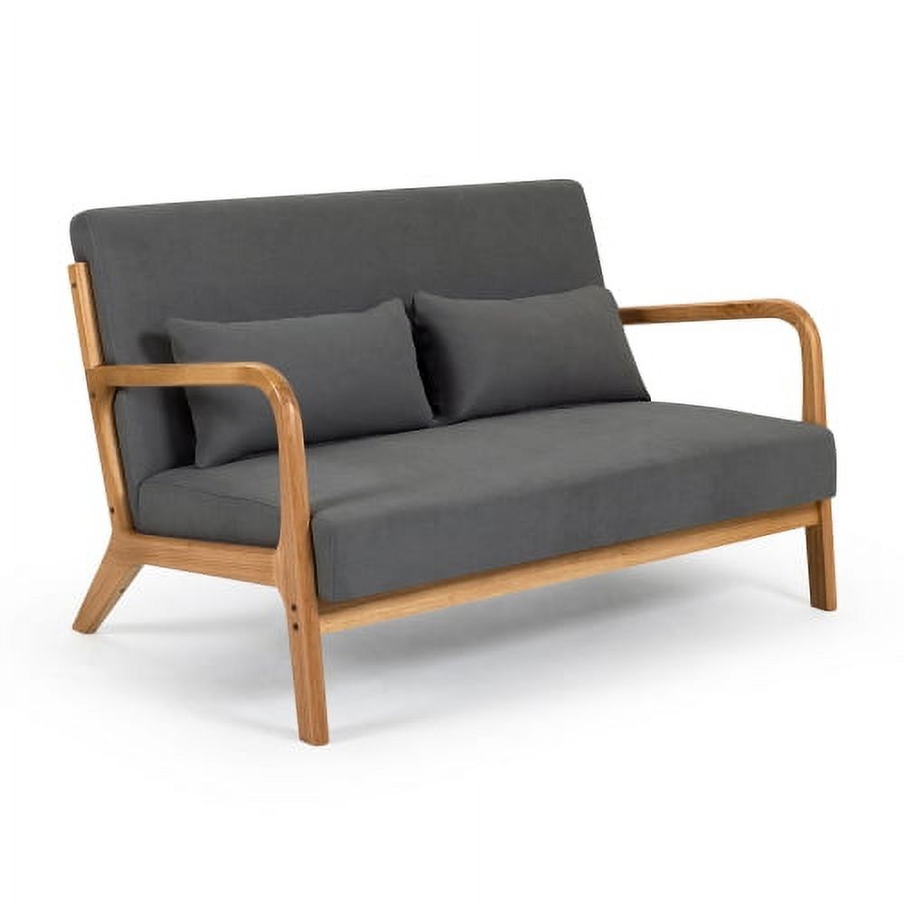 Knubmt Upholstered Sofa Couch with Wood Armrest and Legs, 2 Seater ...