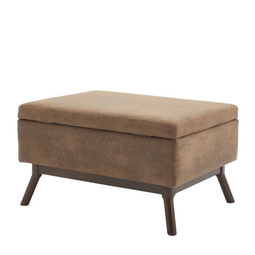 Knubmt Upholstered Storage Bench with Wood Frame, Fabric Coffee Table for Living Room, Entryway, Family Room, Office, Beige