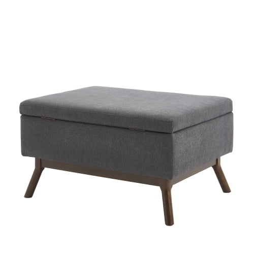 Knubmt Upholstered Storage Bench with Wood Frame, Linen Coffee Table for Living Room, Entryway, Family Room, Office, Dark Gray