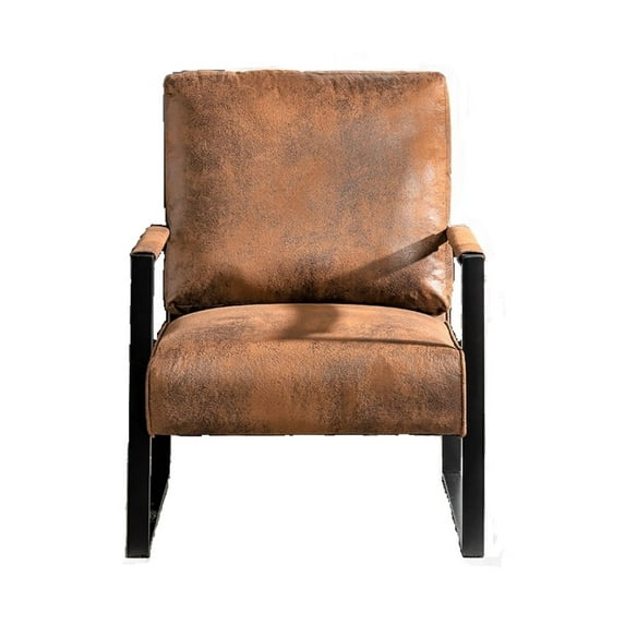 Knubmt Upholstery Club Chair Accent Chair with Metal Frame, Mid Century Modern Fabric Armchair for Living Room, Bedroom, Home, Office, Light Brown
