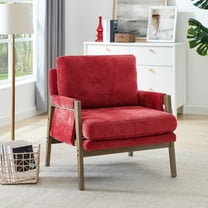 Knubmt Velvet Accent Chair Armchair with Wood Frame, Modern Upholstered Club Chair for Living Room, Office, Bedroom, Red