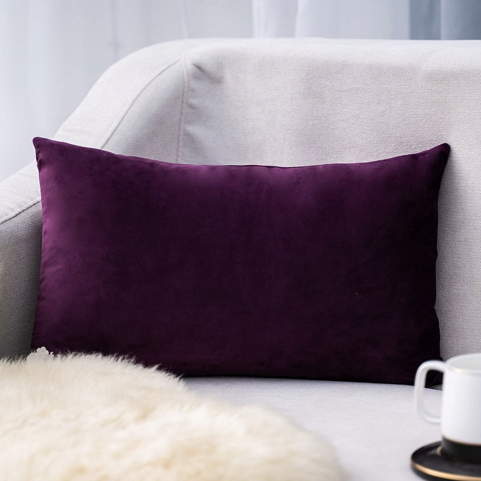 Dark Purple Velvet Rectangular Throw Pillow Cover