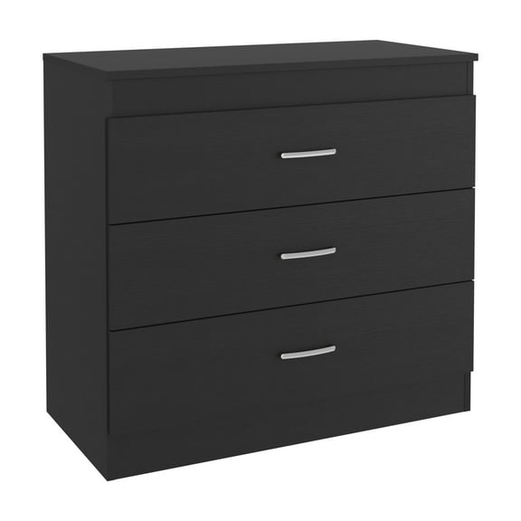 Knubmt Wood 3 Drawer Dresser with Metal Handle, Perfect for Home, Living Room, Black