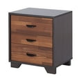 thumbnail image 1 of Knubmt Wood Beside Table with Handle, 3 Drawer Nightstand for Living Room, Bedroom, Brown + Dark Brown, 1 of 7