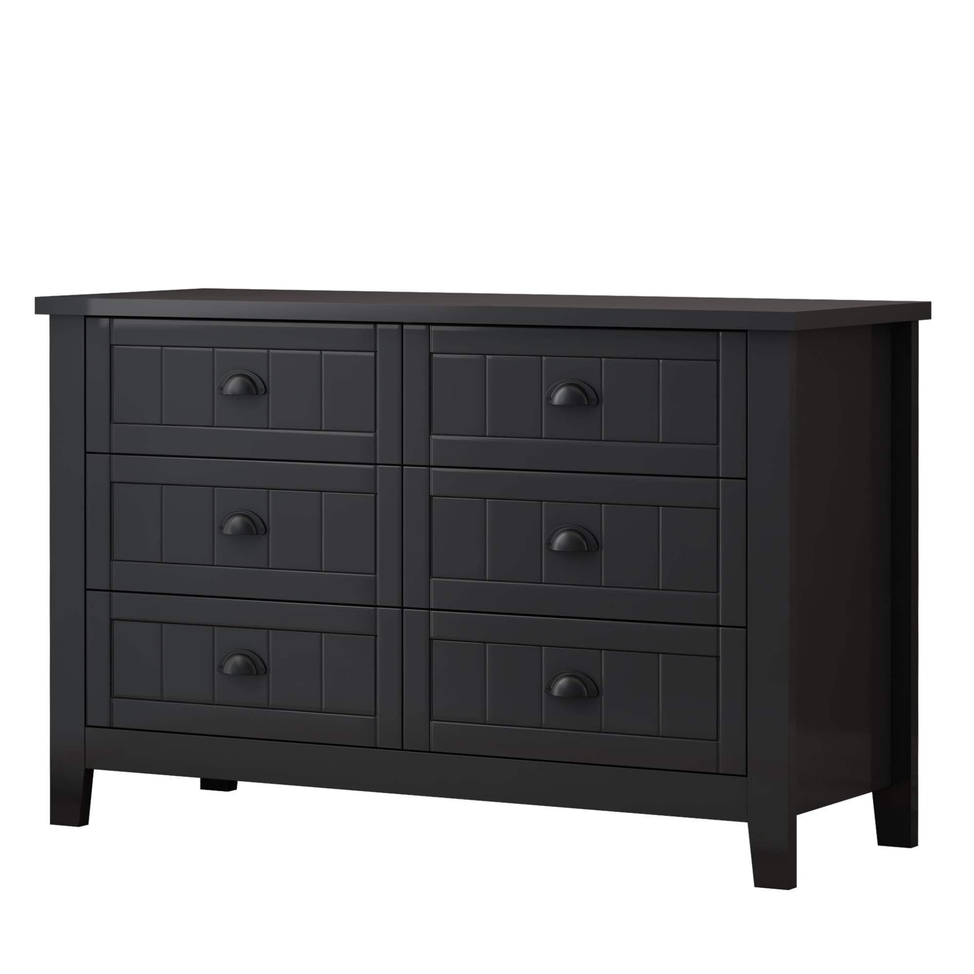 Knubmt Wood Buffet Sideboard Cabinet with Handle, 6 Drawer Dresser for ...