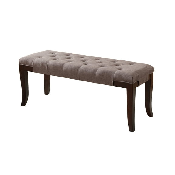 Knubmt Wood Frame Fabric Seat Dining Bench for Living Room, Dining Room, Brown
