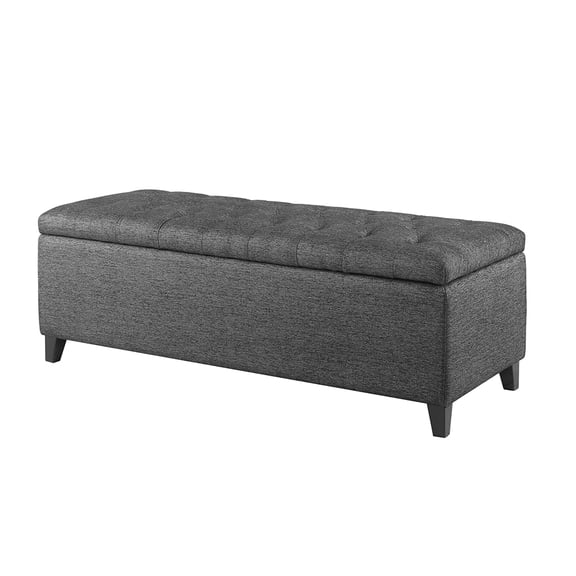 Knubmt Wood Frame Soft Polyester Seat Storage Bench for Home, Living Room, Charcoal
