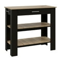 thumbnail image 1 of Knubmt Wood Kitchen Island with 2 Open Storage Shelves and Towel Hanger, 1 Drawer Kitchen Island Table for Dining Room, Kitchen, Black + Light Brown, 1 of 7