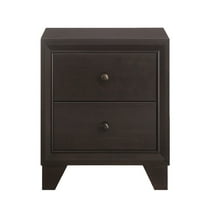 Knubmt Wood Nightstand with Handle, 2 Drawer Beside Table for Living Room, Bedroom, Office, Dark Brown