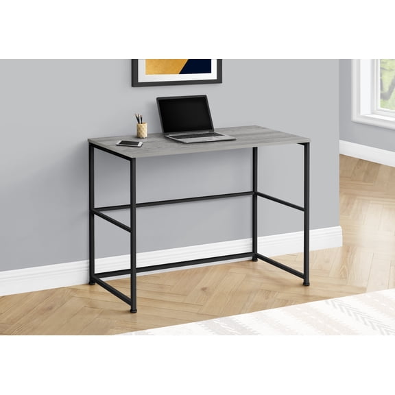Knubmt Wood Top Computer Desk with Metal Legs, Rectangle Writing Table for Living Room, Home, Office, Gray