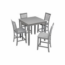 Knubmt Wooden Dining Table with 4 Pack Chair, Square Tabletop Table Chair for Dining Room, Living Room, Gray