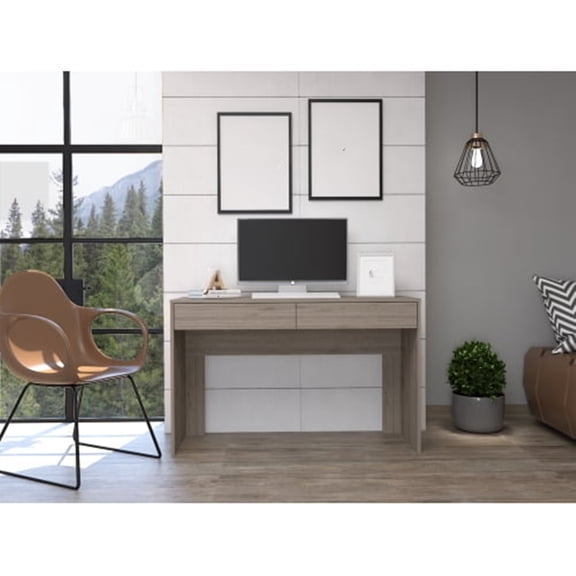 Knubmt Writing Table with 2 Drawers, Wood Computer Desk for Living Room, Office