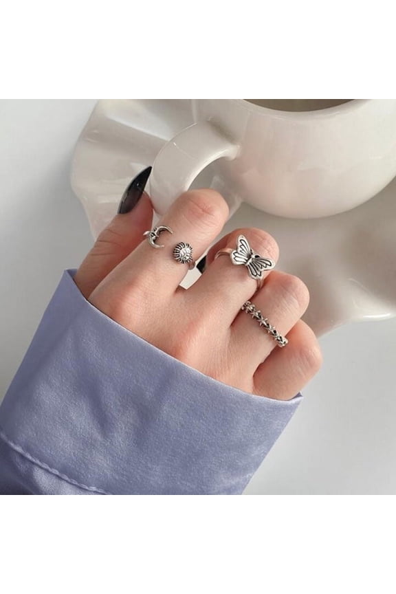 Knuckle Ring Creative Boho Style Hollow Knuckle Ring Set Of 9