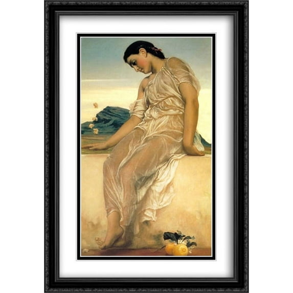 Knucklebones 2x Matted 28x40 Large Black Ornate Framed Art Print by Frederic Leighton