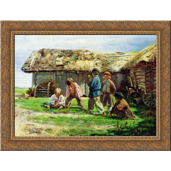 Knuckles 24x20 Gold Ornate Wood Framed Canvas Art by Makovsky, Vladimir
