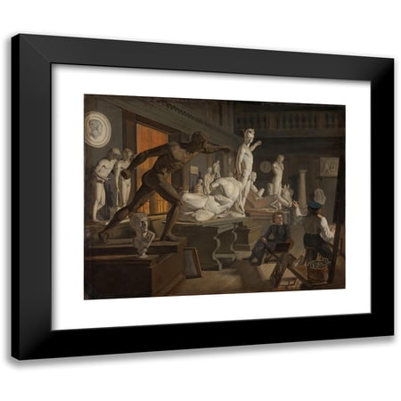 Knud Baade 14x12 Black Modern Framed Museum Art Print Titled - Scene from the Academy in Copenhagen (1827-1828)