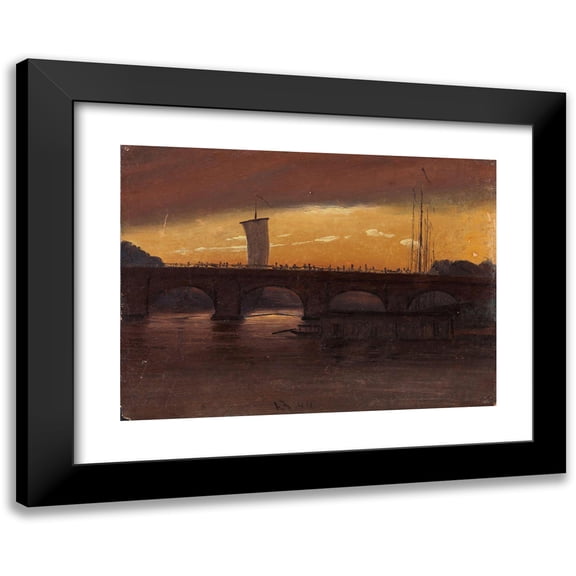 Knud Baade 18x14 Black Modern Framed Museum Art Print Titled - View of Dresden with the Augustbrucke (1844)