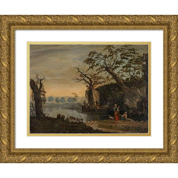 Knud Baade 18x15 Gold Ornate Wood Frame and Double Matted Museum Art Print Titled - Landscape
