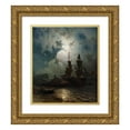 thumbnail image 1 of Knud Baade 20x22 Gold Ornate Framed and Double Matted Museum Art Print Titled - Moonlight on the Coast of Norway (1857), 1 of 4