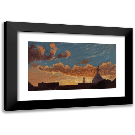 Knud Baade 24x15 Black Modern Framed Museum Art Print Titled - Evening Sky Over Dresden (1844)