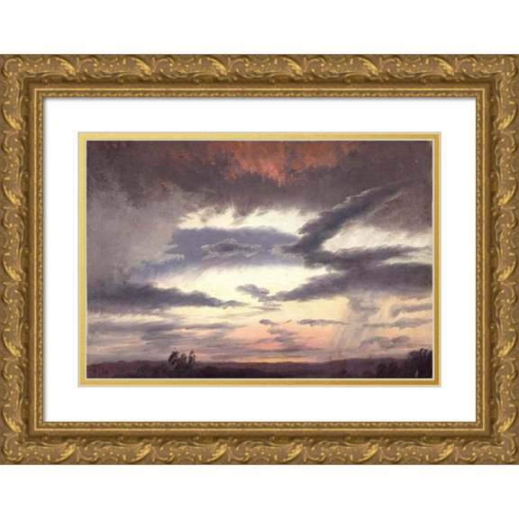 Knud Baade 24x17 Gold Ornate Framed and Double Matted Museum Art Print Titled - Cloud Study (1838)