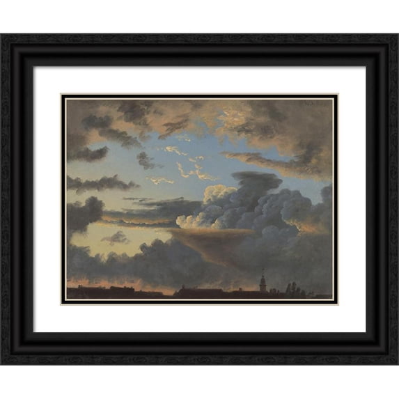 Knud Baade 24x19 Black Ornate Framed Double Matted Museum Art Print Titled: Cloud Study (1838)