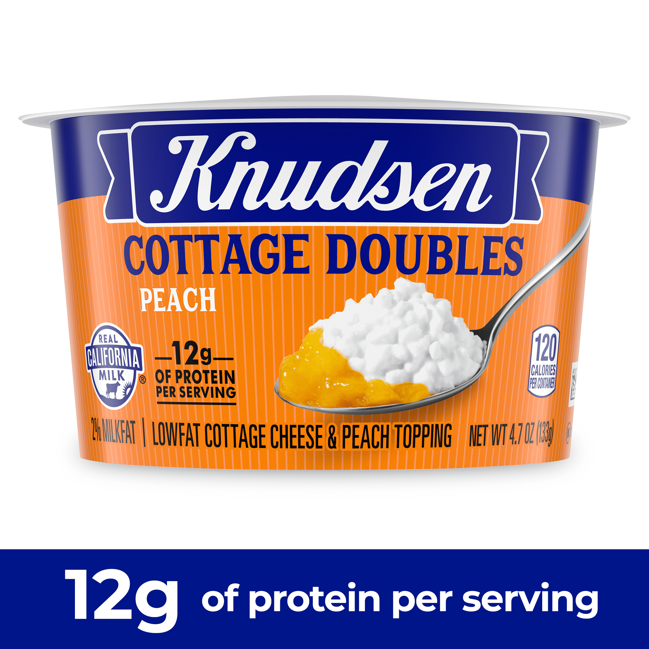 Knudsen Cottage Cheese with Peach Topping 4.7 oz Lowfat 2% Milkfat