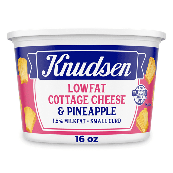 Knudsen Lowfat Small Curd Cottage Cheese & Pineapple with 1.5% Milkfat, 16 oz Tub