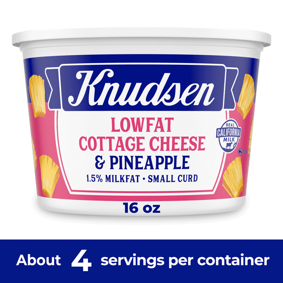 Knudsen Lowfat Small Curd Cottage Cheese & Pineapple with 1.5% Milkfat, 16 oz Tub