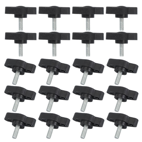 Knurled Clamping Knobs Handle Thumb Screws Bolt Knobs M4 x 12 mm Male Thread 27 mm Head for Electronics Automotive Furniture Assembly Wood Working DIY Projects(Black, Pack of 20)