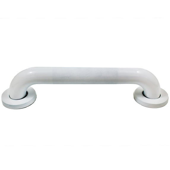 Knurled Grab Bar, 12 Inches, 1-1/2" Diameter, 1-1/2" Wall Clearance, Concealed Screws, White by Stone Harbor Hardware