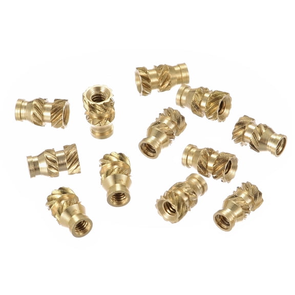 Uxcell Knurled Insert Nut M2 x 8mm L x 3.5mm OD Female Thread Brass Embedding Nut 60 Pack