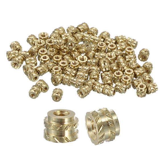 Knurled Insert Nuts, 130 Pack M1 x 1.5mm L x 2mm OD 3D Printing Brass Nuts